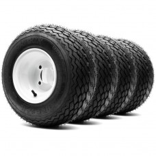 18x8.5-8 Steel Wheel Glossy White & Tire Combo - Set of 4