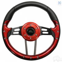 STEERING WHEEL, AVIATOR 4 RED GRIP/BLACK SPOKES