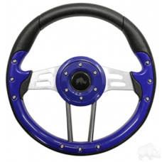 STEERING WHEEL, AVIATOR 4 BLUE GRIP/BRUSHED ALUMINUM SPOKES RHOX BRAND